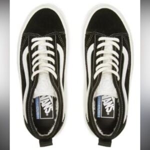 VANS Sentry Wafflecup Old Skool Black Suede Sherpa Lined Lug Shoes Men’s 8